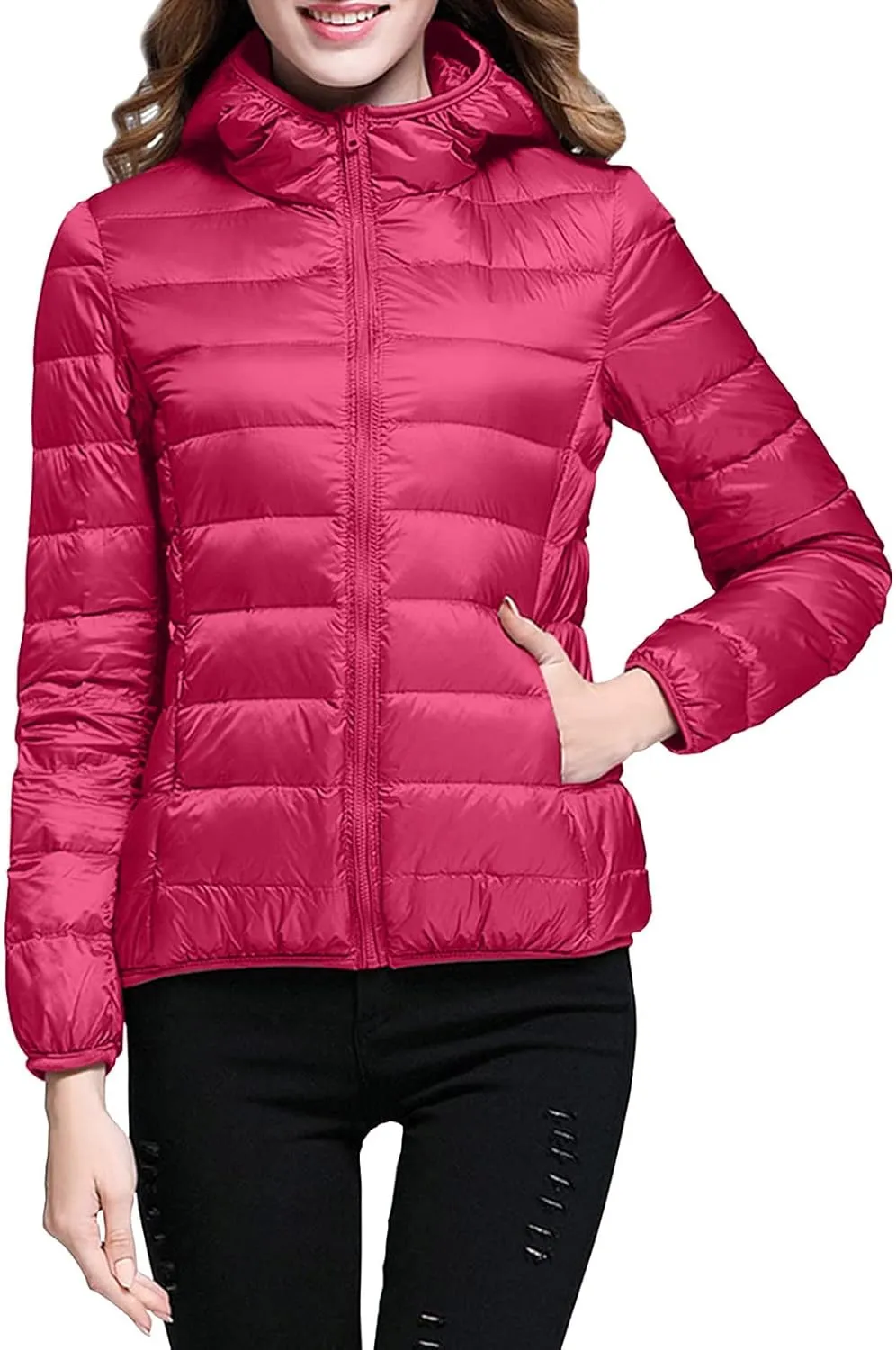 Womens Puffer Jacket Quilted Lightweight Alternative Down Coat Warm Winter Women Lightweight Waterproof Raincoat
