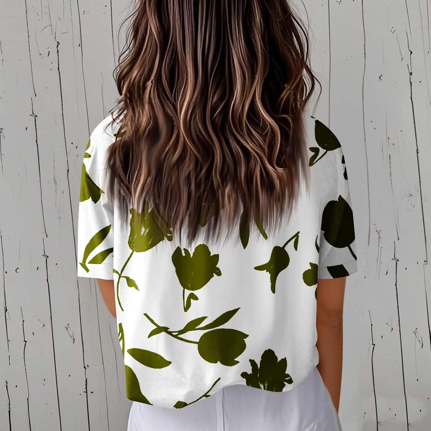 Womens Shirts Short Sleeve Trendy Button Down Blouse Summer Casual Linen Cute Shirts Floral Print V Neck Tops Collared