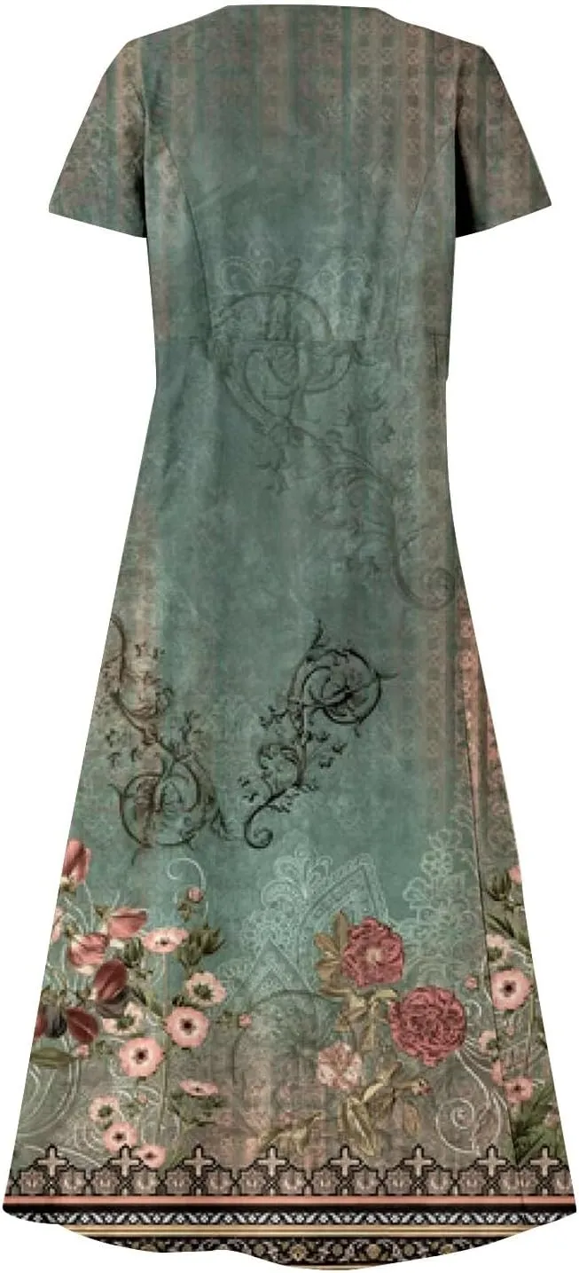 Women's Summer Casual Dress Color Pocket V Neck Sleeveless Casual Dress Square Neck Floral Midi Dresses 2025