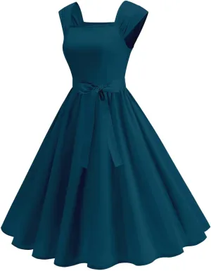 Women's Summer Casual Dress Dress Waist Bow Solid Color Cotton Vest Skirt Retro Elegant Casual Boho Floral