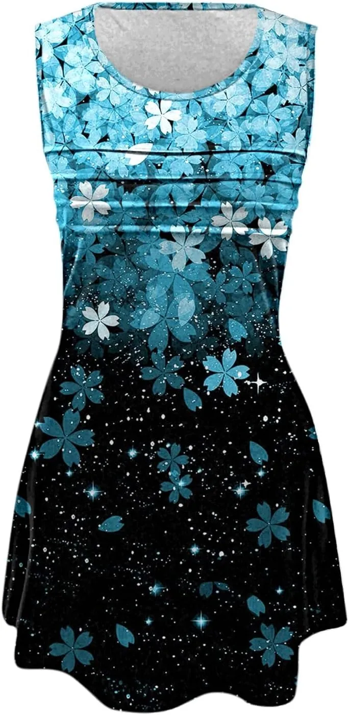 Womens Summer Dresses Casual Womens with Pockets Summer Casual Tank Dress Sleeveless Midi Beach Dress Cotton Gauze