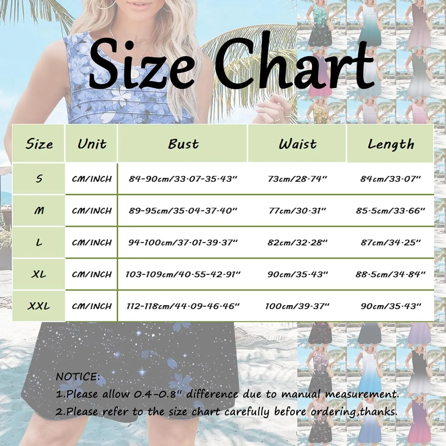 Womens Summer Dresses Casual Womens with Pockets Summer Casual Tank Dress Sleeveless Midi Beach Dress Cotton Gauze