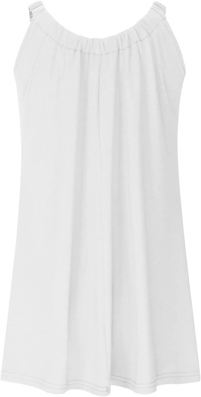 Womens Summer Dresses Vacation 2024 Casual Solid Color Beach Sun Dress Casual Plus Size Crewneck Knee Length Dress