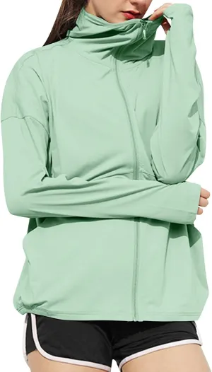 Women's UPF 50  Lightweight Athletic Jacket Full Zip UV Long Sleeve Hoodies SPF Lightweight Jacket Hiking Outfits