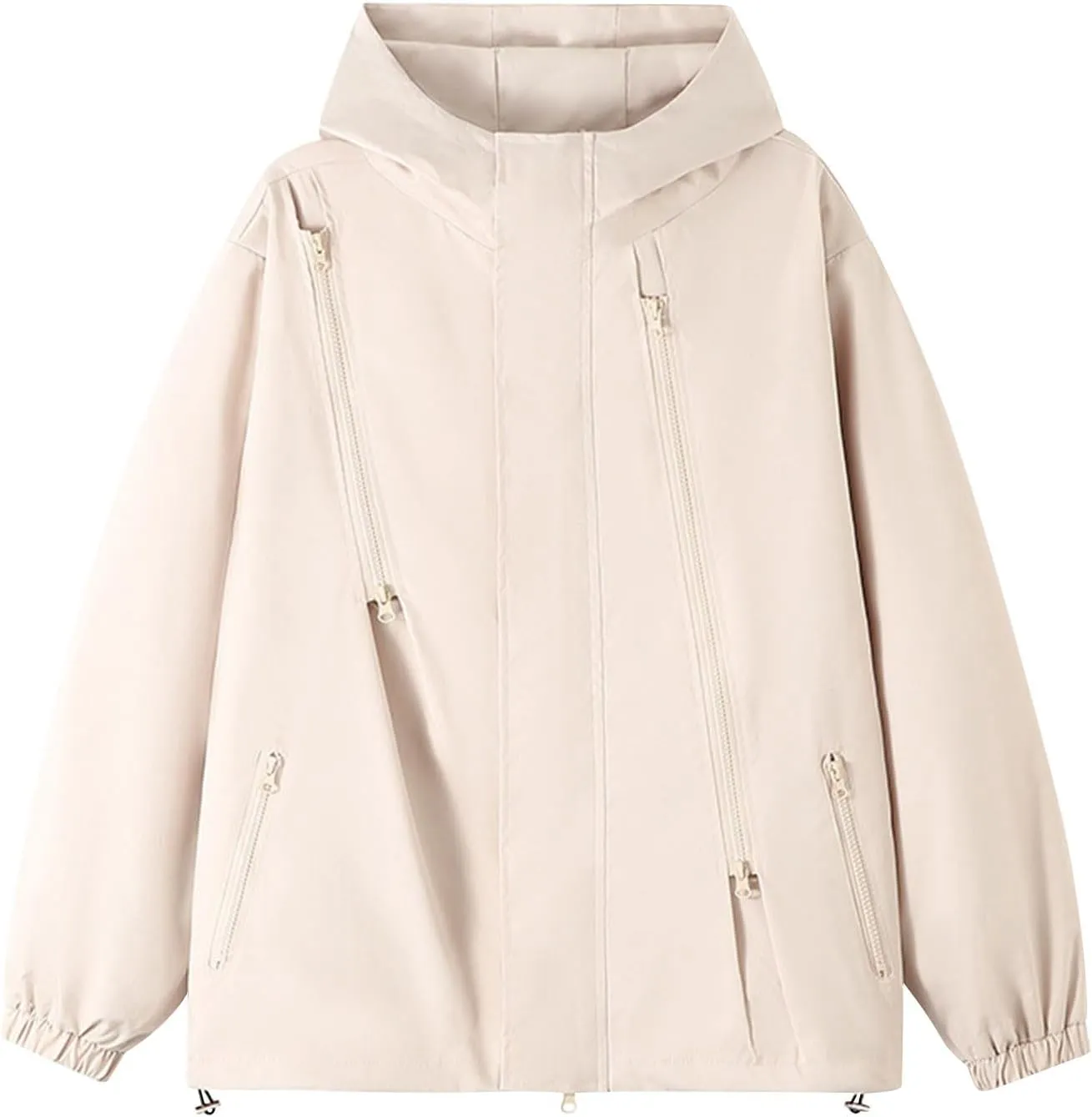 Women's Waterproof Rain Jacket Lightweight Breathable Raincoat Oversize Hooded Hiking Jacket Softshell Windbreaker