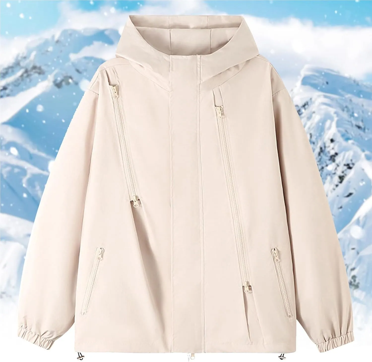 Women's Waterproof Rain Jacket Lightweight Breathable Raincoat Oversize Hooded Hiking Jacket Softshell Windbreaker