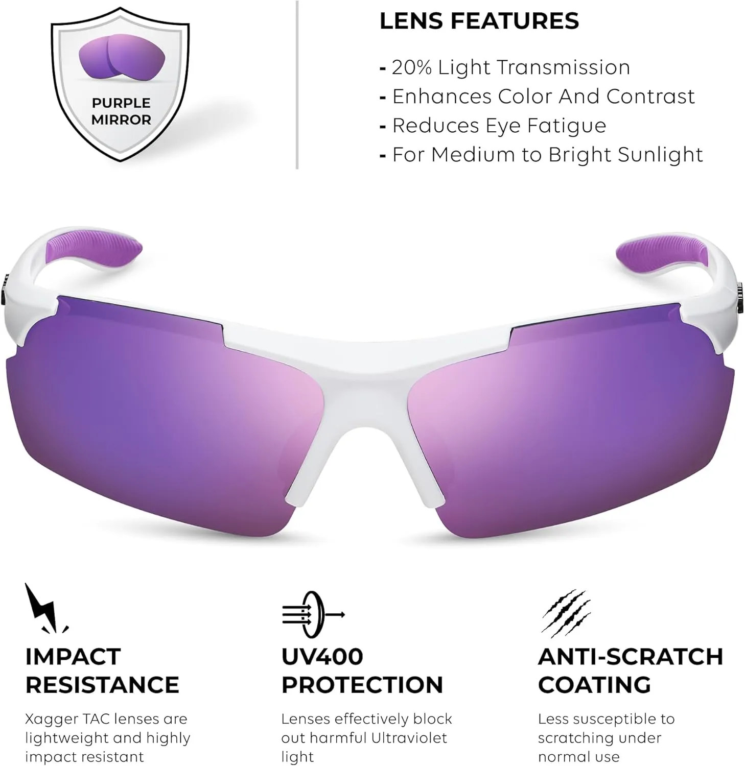 Xagger Polarized Sports Sunglasses for Men Women Wrap Around UV400 Running Baseball Softball Cycling Driving Glasses
