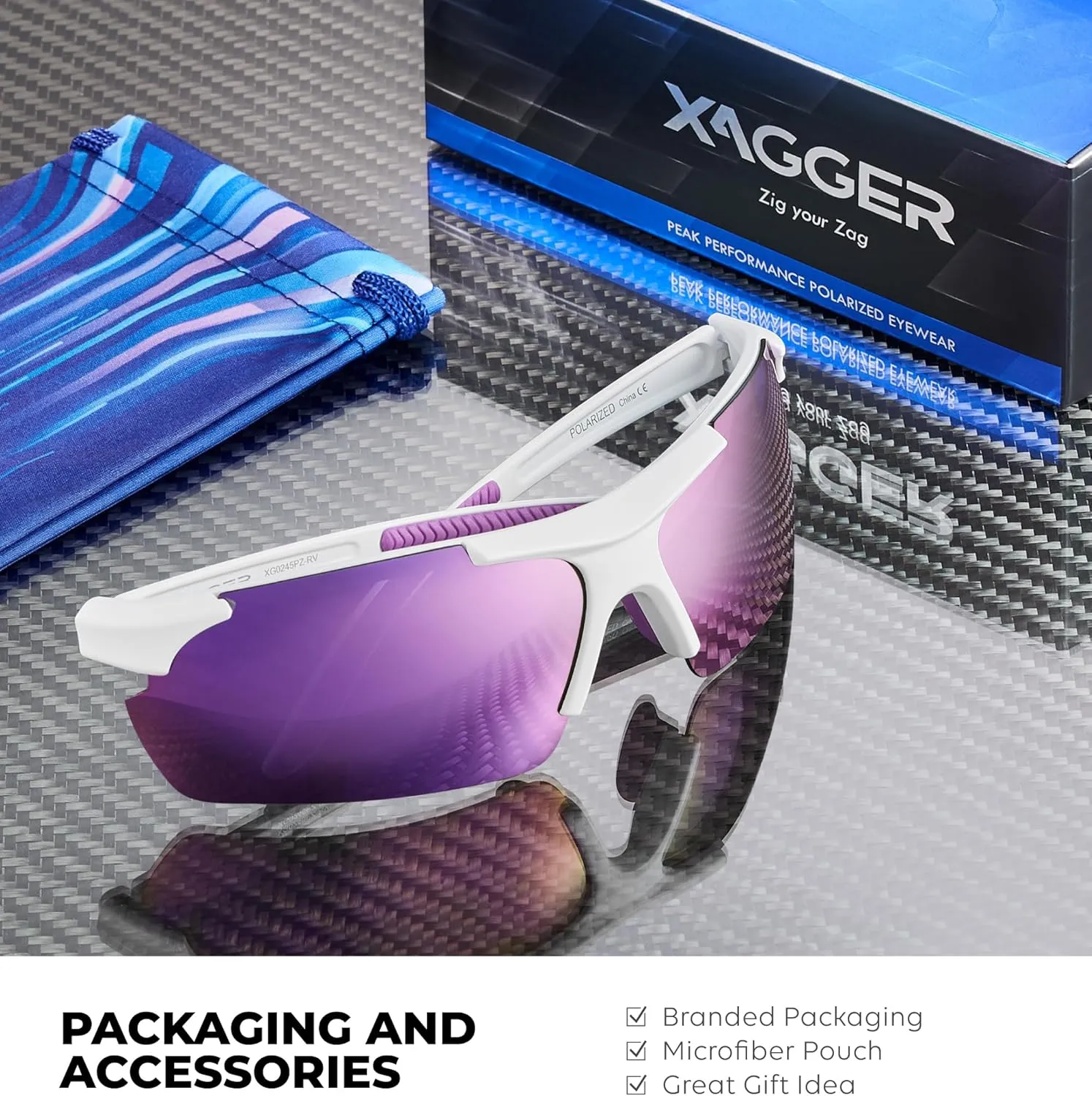 Xagger Polarized Sports Sunglasses for Men Women Wrap Around UV400 Running Baseball Softball Cycling Driving Glasses
