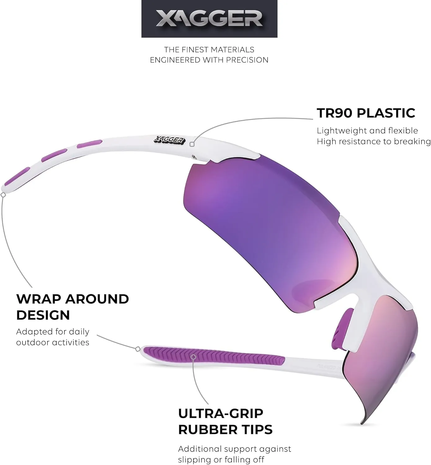 Xagger Polarized Sports Sunglasses for Men Women Wrap Around UV400 Running Baseball Softball Cycling Driving Glasses