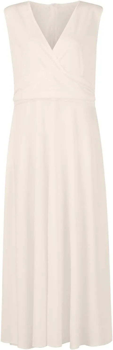 Yesunpxs Women's 2024 Floral Printed Maxi Dress - Sleeveless, V-Neck, Wrap, Midi, All Seasons, Size M, Summery Floral