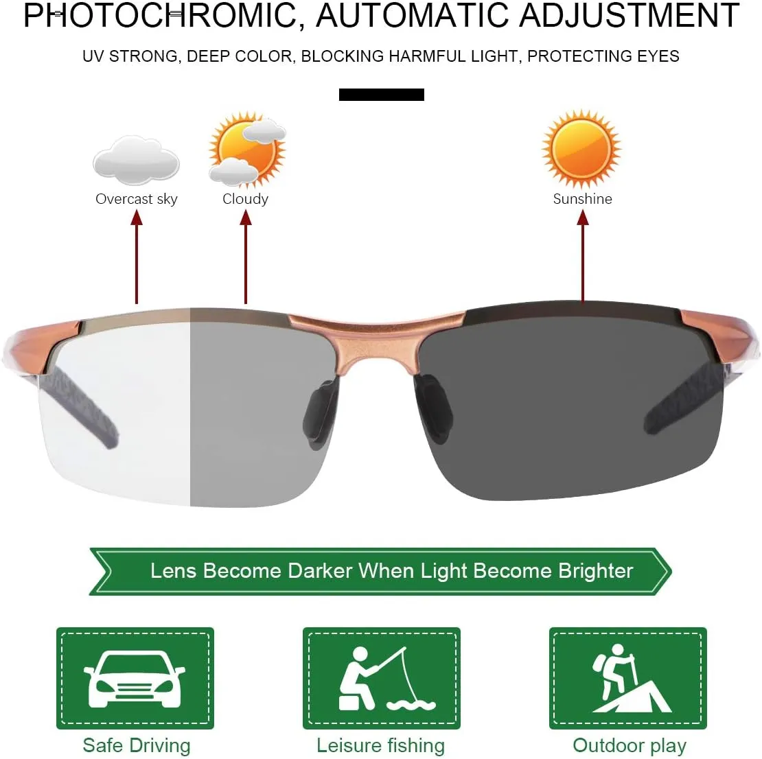 YIMI Polarized Photochromic Driving z87 Sunglasses For Men Women Day and Night safety glasses