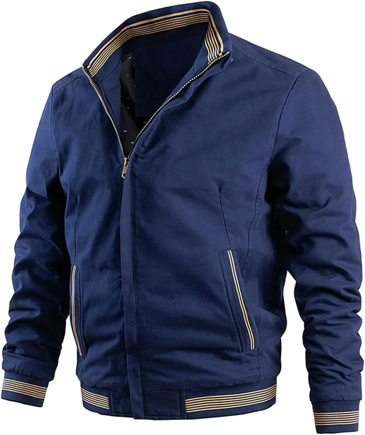 Ymosrh Mens Jackets Casual Spring Fall Thin Bomber Zip Pockets Coat Outwear Jackets Casual Stylish