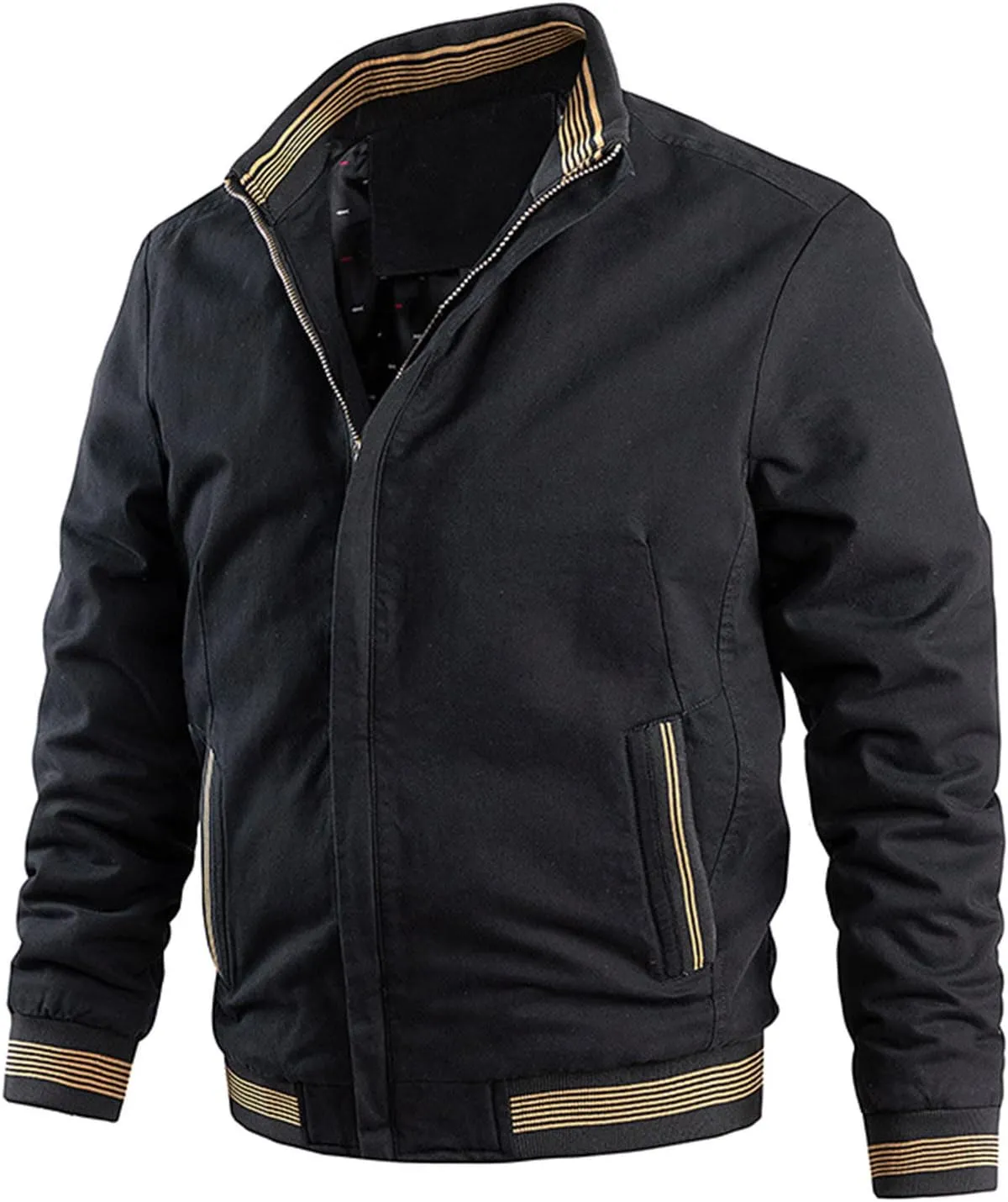 Ymosrh Mens Jackets Casual Spring Fall Thin Bomber Zip Pockets Coat Outwear Jackets Casual Stylish