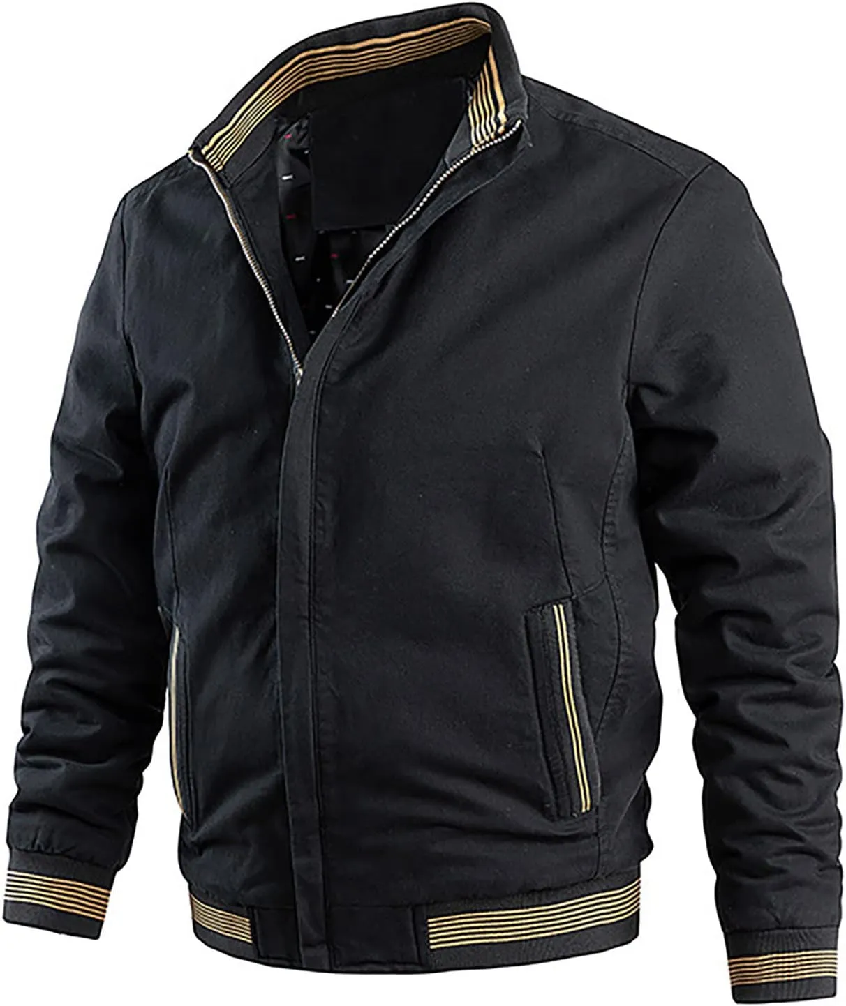 Ymosrh Mens Jackets Casual Spring Fall Thin Bomber Zip Pockets Coat Outwear Jackets Casual Stylish