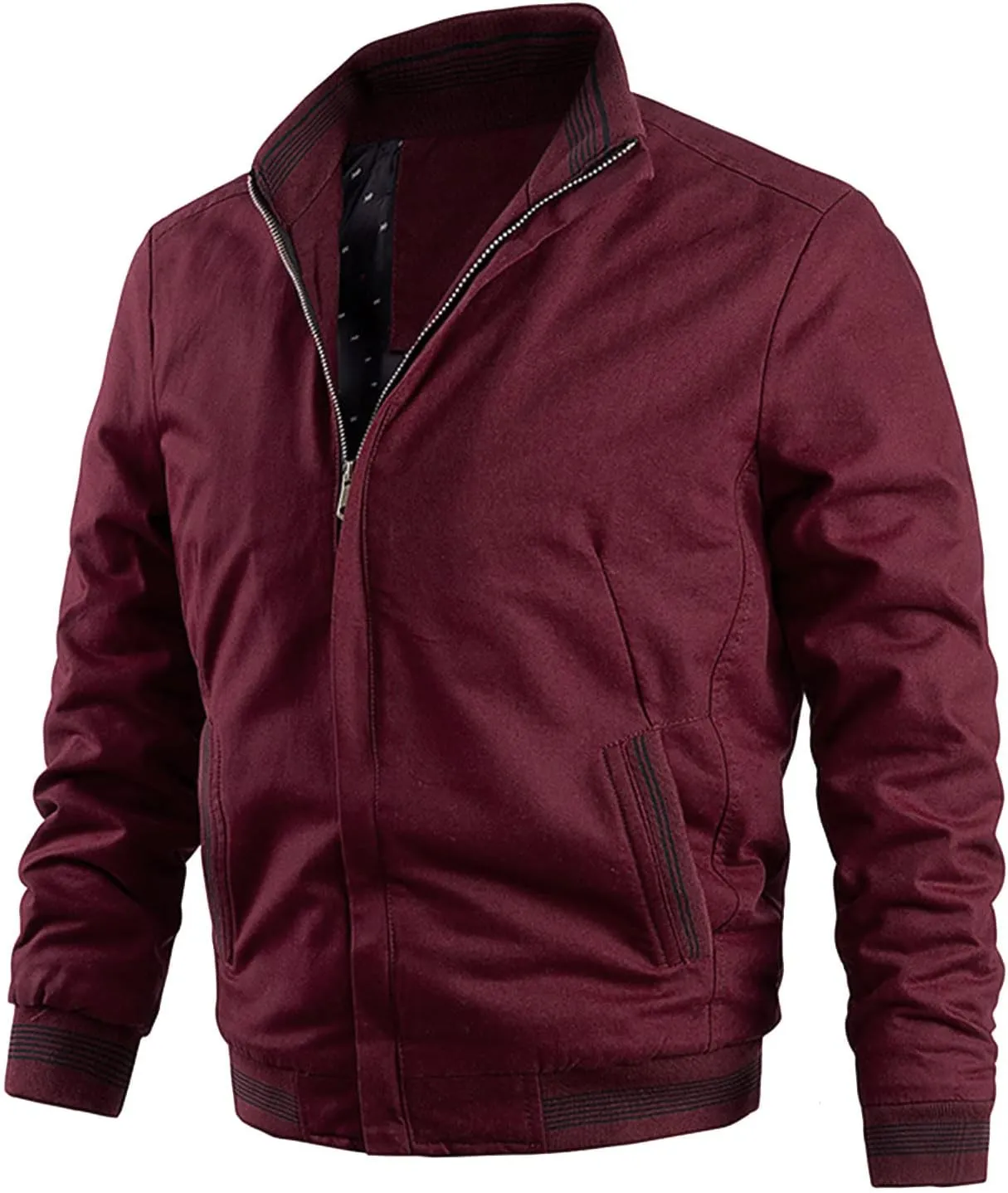 Ymosrh Mens Jackets Casual Spring Fall Thin Bomber Zip Pockets Coat Outwear Jackets Casual Stylish