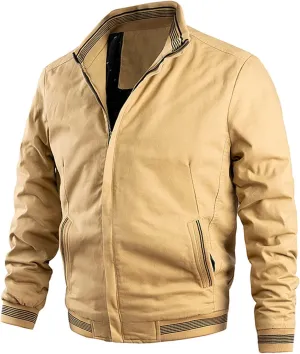 Ymosrh Mens Jackets Casual Spring Fall Thin Bomber Zip Pockets Coat Outwear Jackets Casual Stylish
