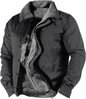 Ymosrh Men's Warm Winter Jackets Casual Sherpa Fleece Lined Jacket Fall Work Coats Casual Jackets, S-5XL