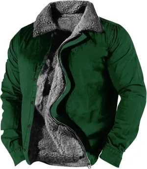 Ymosrh Men's Warm Winter Jackets Casual Sherpa Fleece Lined Jacket Fall Work Coats Casual Jackets, S-5XL