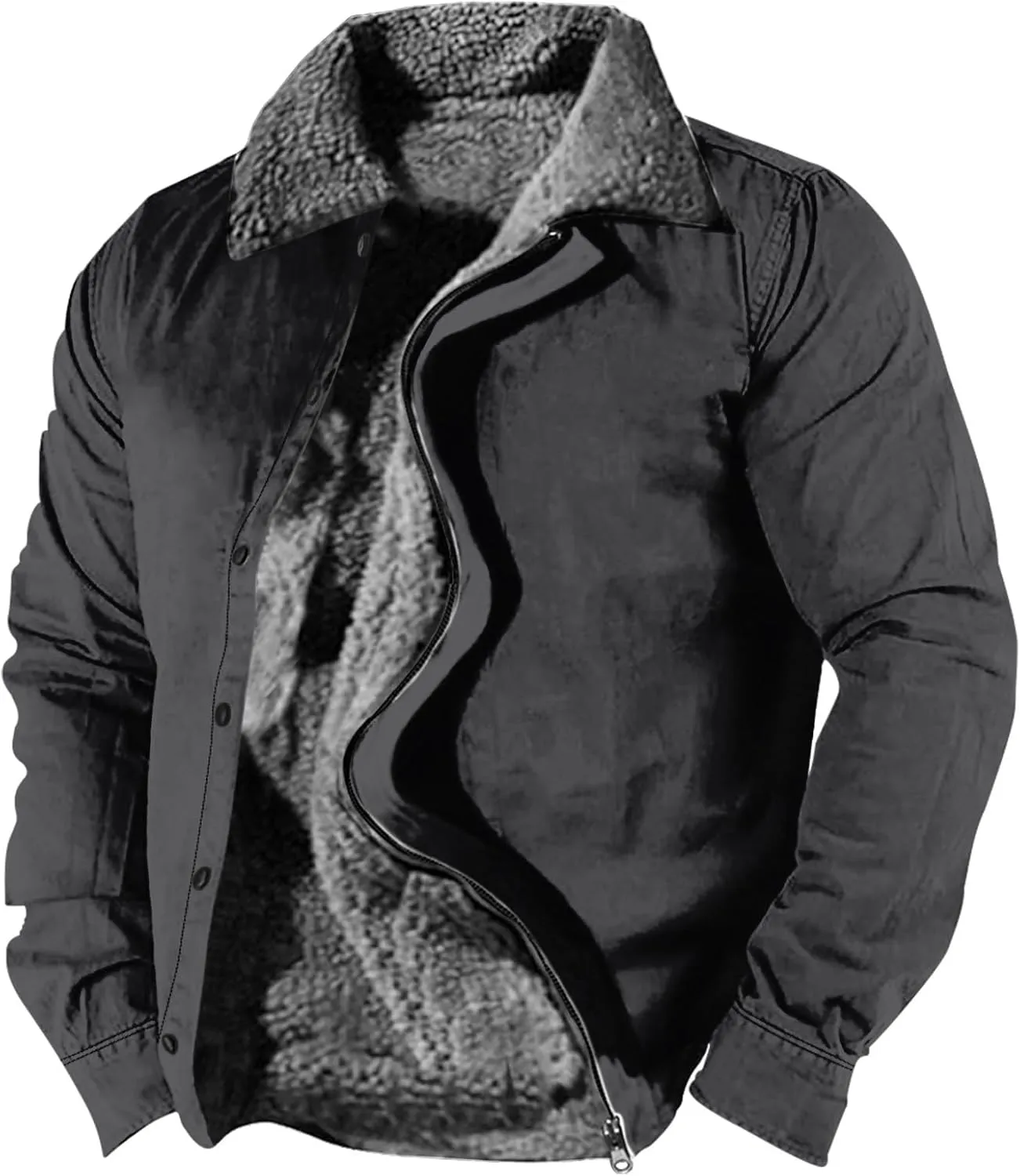 Ymosrh Men's Warm Winter Jackets Casual Sherpa Fleece Lined Jacket Fall Work Coats Casual Jackets, S-5XL