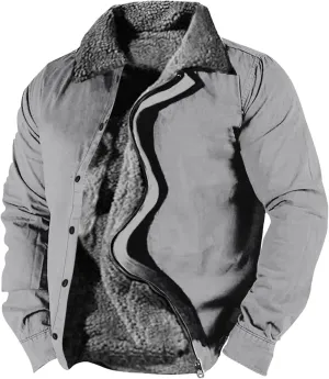 Ymosrh Men's Warm Winter Jackets Casual Sherpa Fleece Lined Jacket Fall Work Coats Casual Jackets, S-5XL
