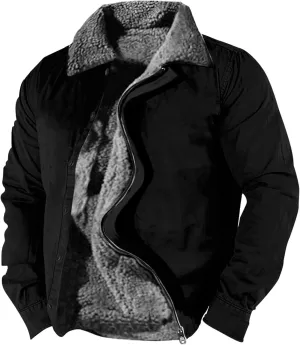 Ymosrh Men's Warm Winter Jackets Casual Sherpa Fleece Lined Jacket Fall Work Coats Casual Jackets, S-5XL