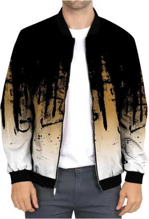 Ymosrh Packable Jacket Mens Autumn and Winter Men's Printed Thin Jackets Casual Versatile Jackets Jacket