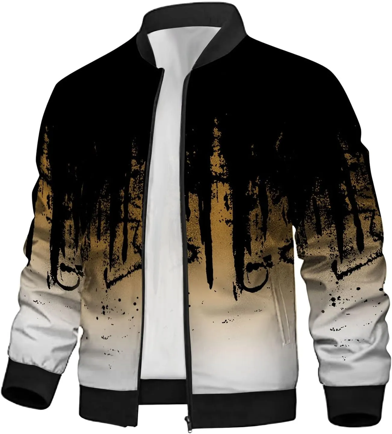 Ymosrh Packable Jacket Mens Autumn and Winter Men's Printed Thin Jackets Casual Versatile Jackets Jacket