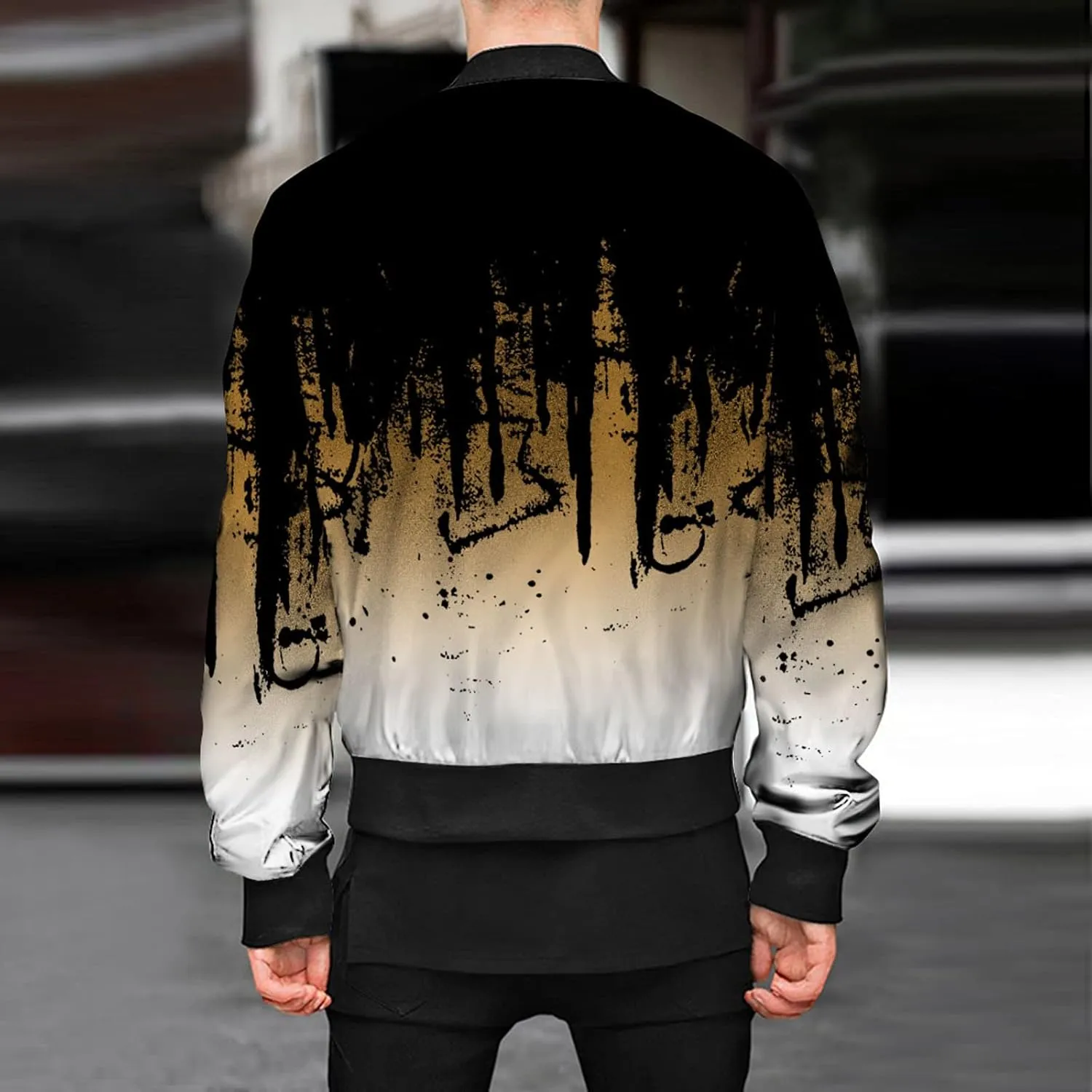 Ymosrh Packable Jacket Mens Autumn and Winter Men's Printed Thin Jackets Casual Versatile Jackets Jacket