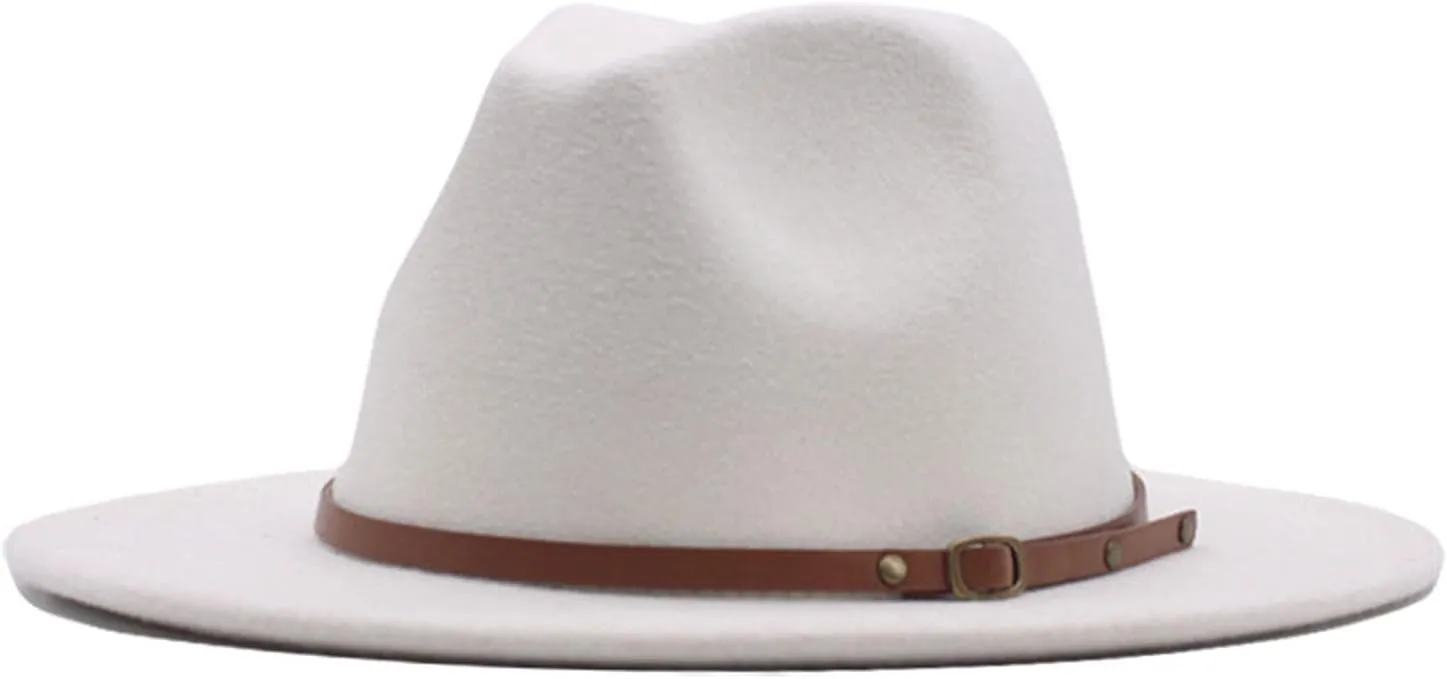 YOLAI Big Brim Panama Fedora Hat - Suede, Large, Men's & Women's Rancher Hat