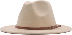 YOLAI Big Brim Panama Fedora Hat - Suede, Large, Men's & Women's Rancher Hat