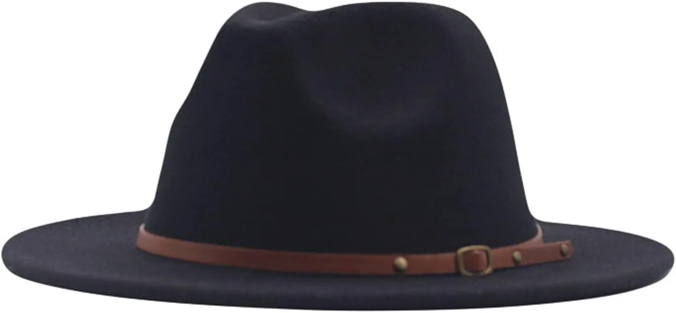 YOLAI Big Brim Panama Fedora Hat - Suede, Large, Men's & Women's Rancher Hat