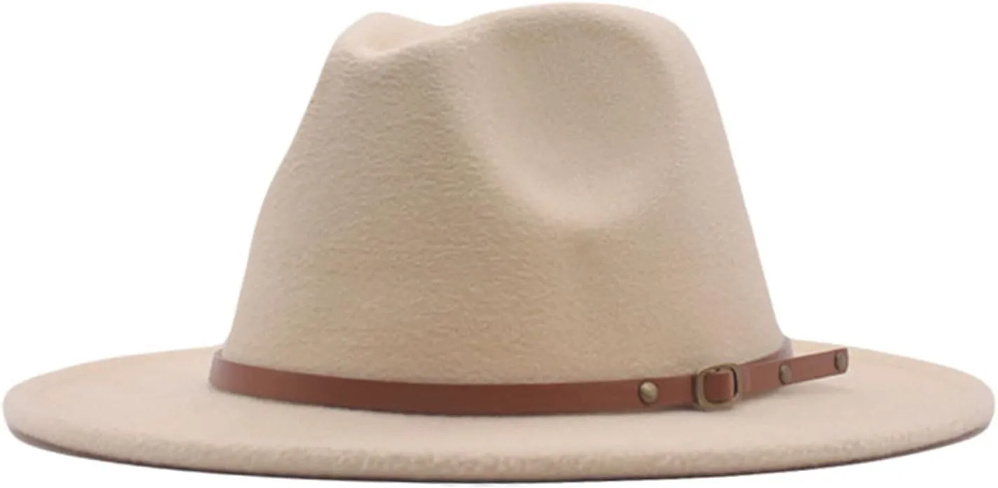 YOLAI Big Brim Panama Fedora Hat - Suede, Large, Men's & Women's Rancher Hat
