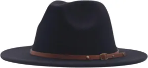 YOLAI Big Brim Panama Fedora Hat - Suede, Large, Men's & Women's Rancher Hat