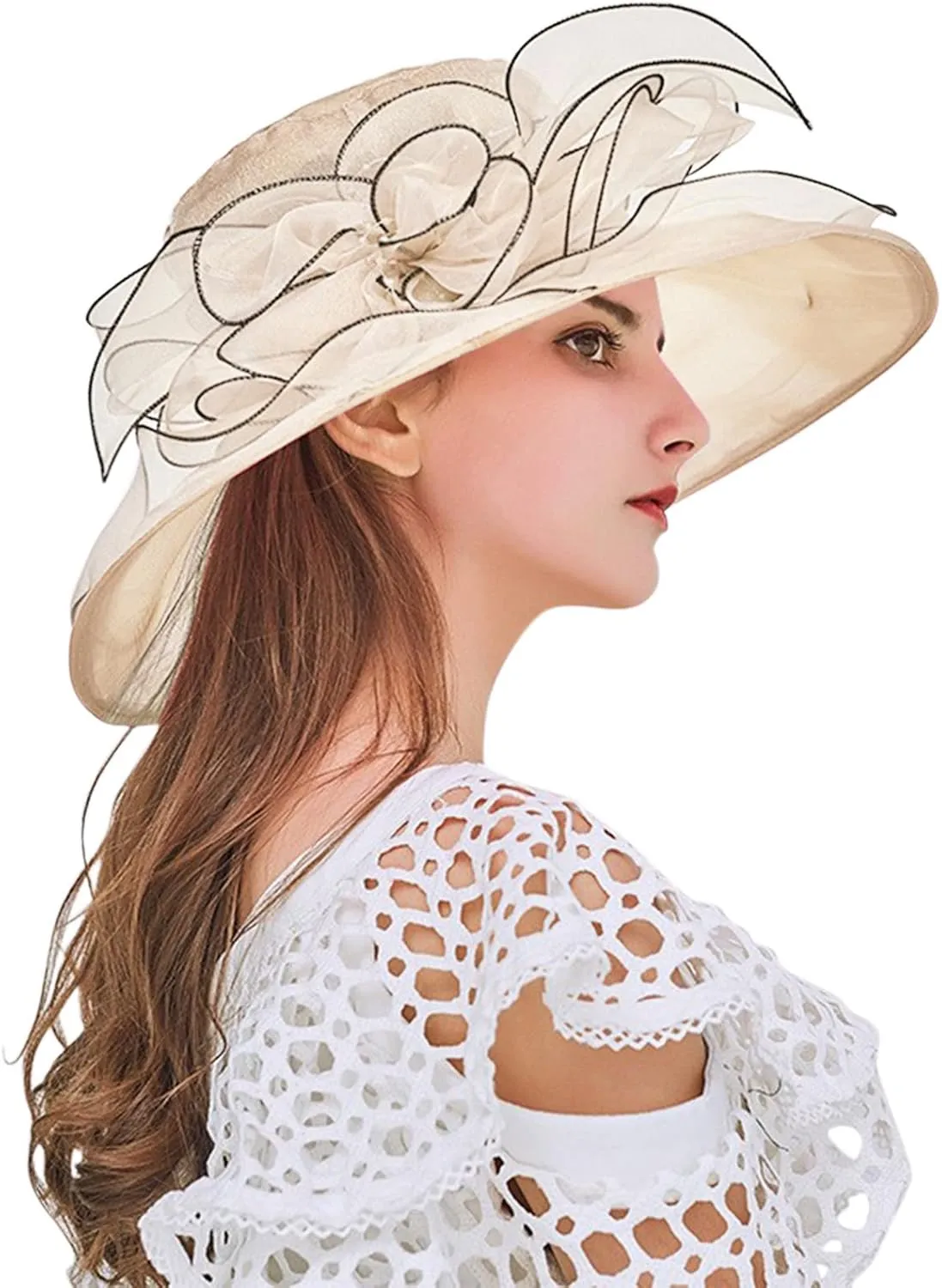 YOLAI Chruch Hats Fascinator Hat for Women Church Tea Party Headband Wedding Hat