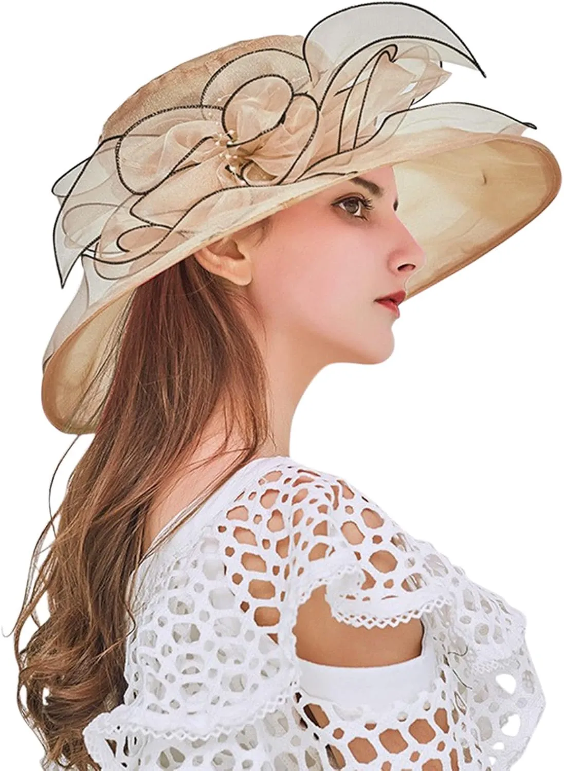 YOLAI Chruch Hats Fascinator Hat for Women Church Tea Party Headband Wedding Hat