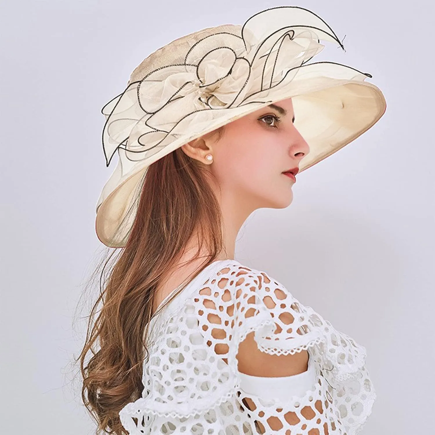 YOLAI Chruch Hats Fascinator Hat for Women Church Tea Party Headband Wedding Hat