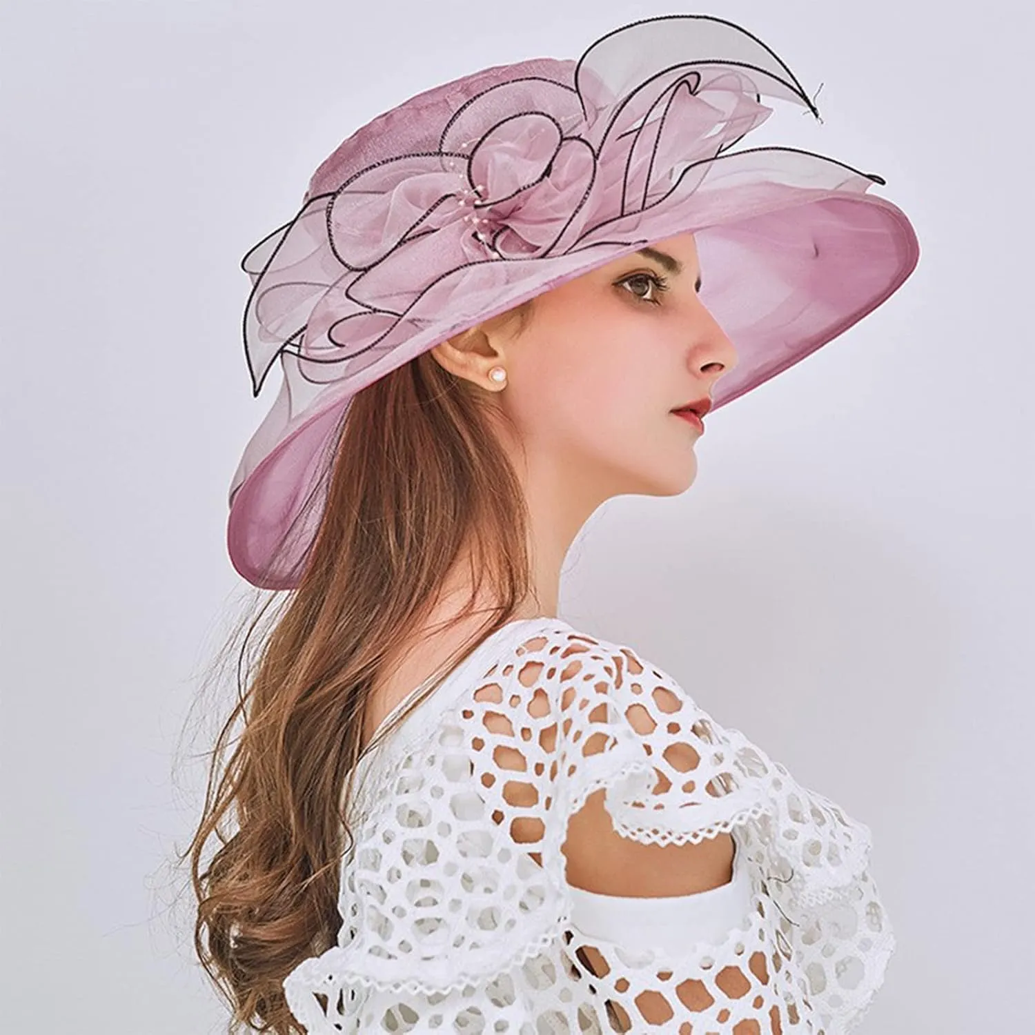 YOLAI Chruch Hats Fascinator Hat for Women Church Tea Party Headband Wedding Hat
