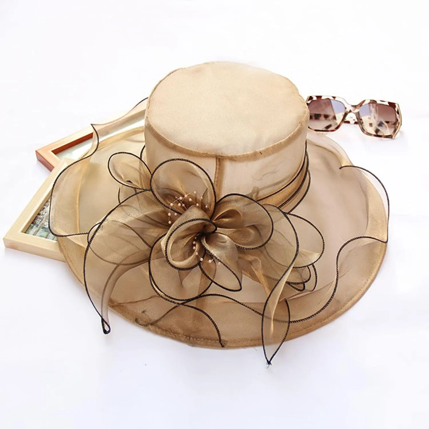 YOLAI Chruch Hats Fascinator Hat for Women Church Tea Party Headband Wedding Hat