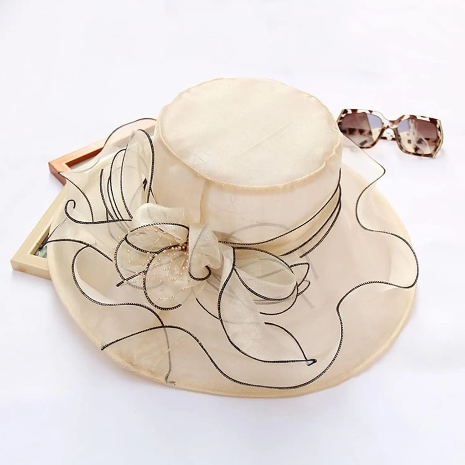 YOLAI Chruch Hats Fascinator Hat for Women Church Tea Party Headband Wedding Hat