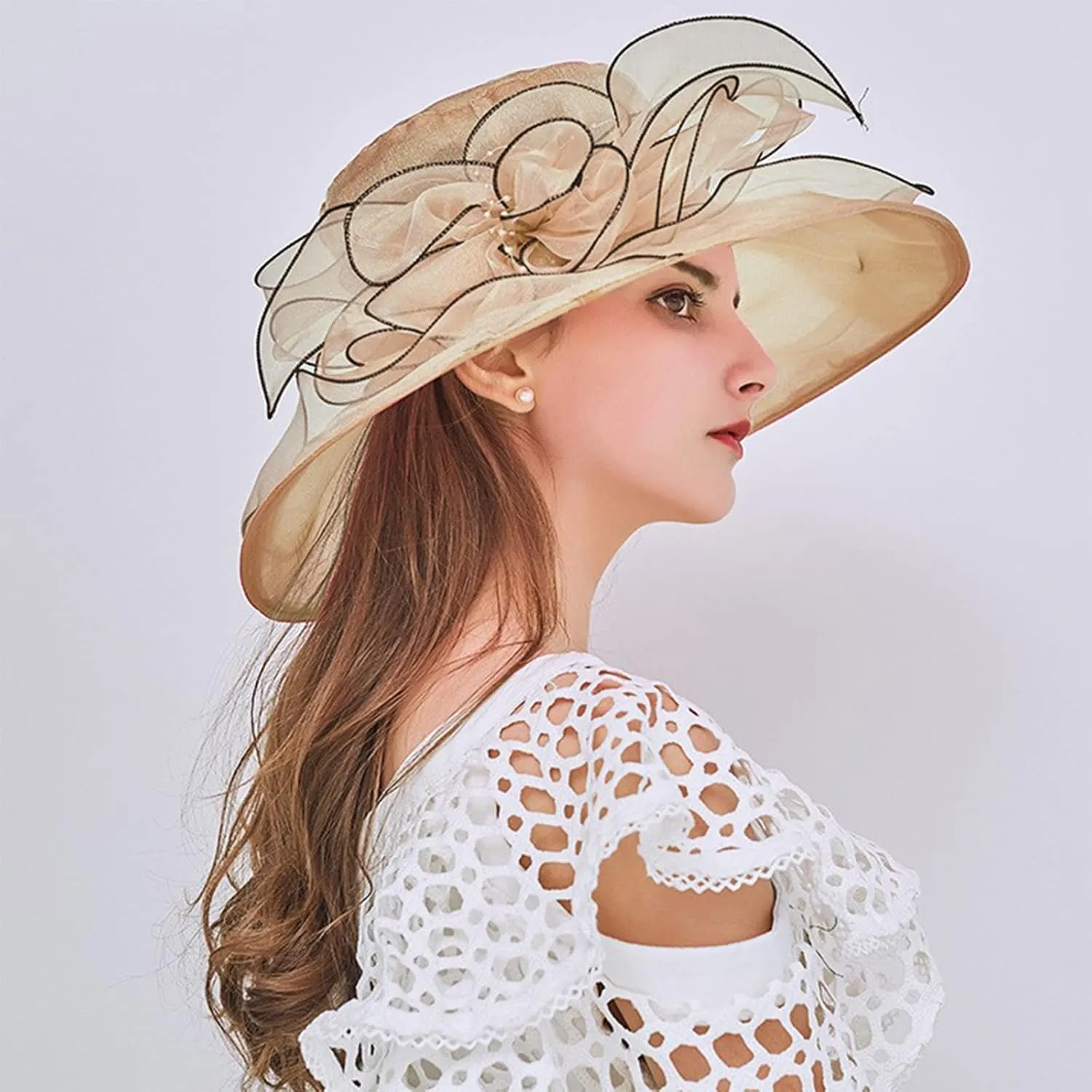 YOLAI Chruch Hats Fascinator Hat for Women Church Tea Party Headband Wedding Hat