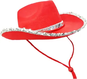 YOLAI Cowboy Hats for Women Large Sequin Cowgir𝐥 Rodeo Fedora Western Retro Classic with Dazzling Suede Band