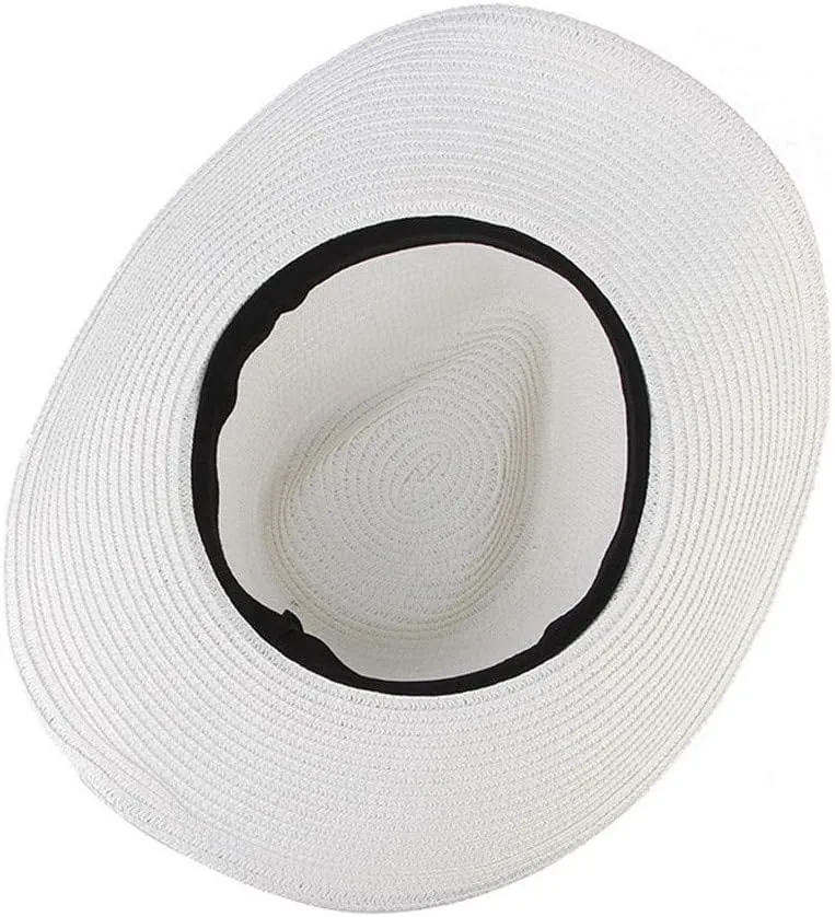YOLAI Mens Wide Brim Sun Stra𝐰 Hat Roll Up Floppy Packable Fedora Hat Stra𝐰 Cowboy Hat for Music Festival