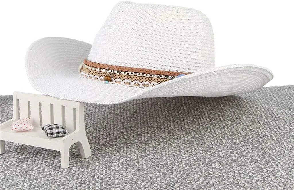 YOLAI Mens Wide Brim Sun Stra𝐰 Hat Roll Up Floppy Packable Fedora Hat Stra𝐰 Cowboy Hat for Music Festival