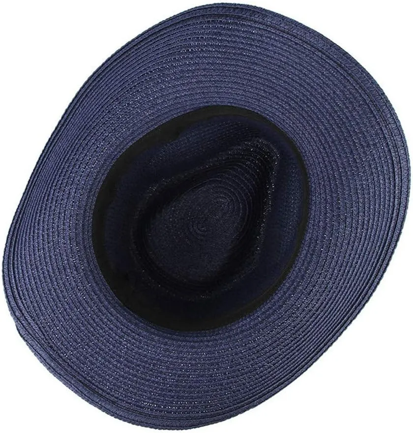 YOLAI Mens Wide Brim Sun Stra𝐰 Hat Roll Up Floppy Packable Fedora Hat Stra𝐰 Cowboy Hat for Music Festival