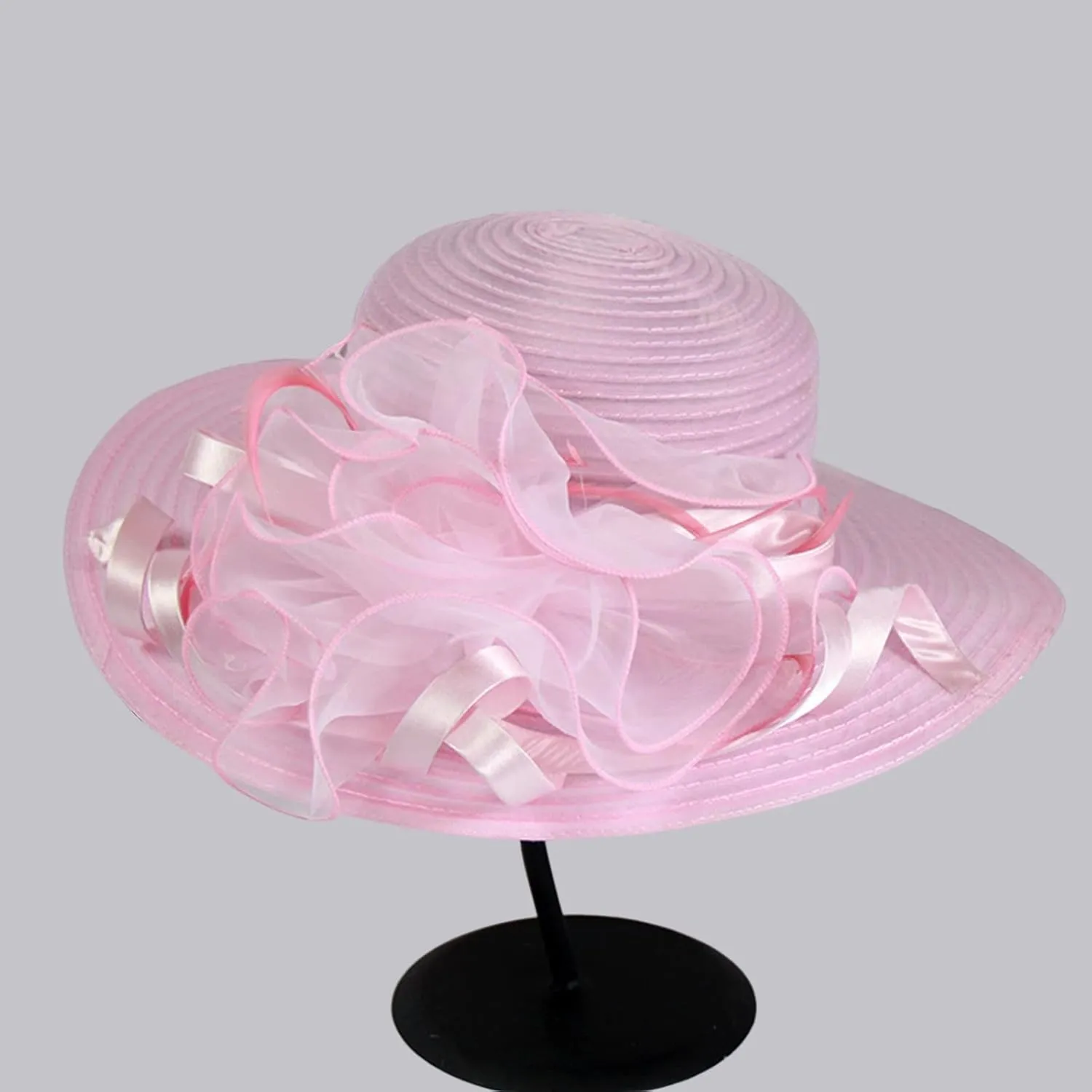 YOLAI Wide Brim Summer Hat for Women Lady Tea Party Fascinators Cap Church Wedding Cap with Flower