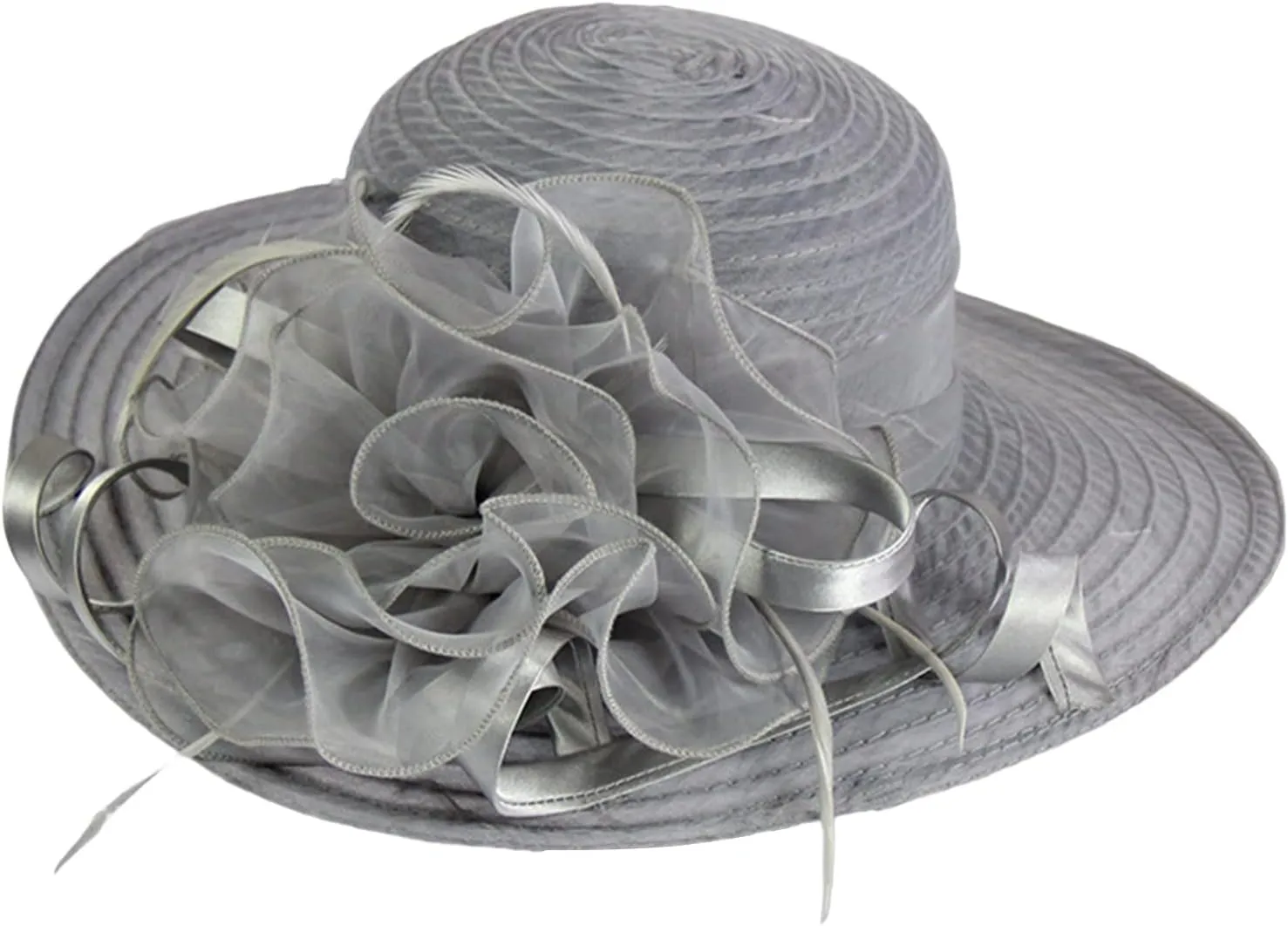 YOLAI Wide Brim Summer Hat for Women Lady Tea Party Fascinators Cap Church Wedding Cap with Flower