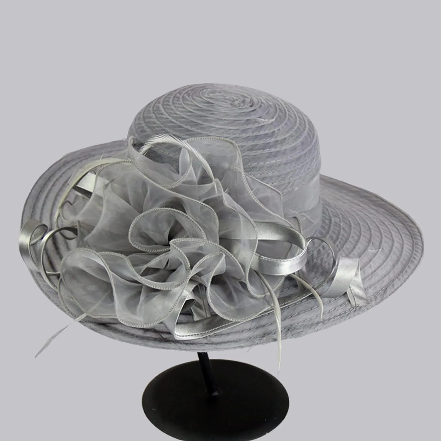 YOLAI Wide Brim Summer Hat for Women Lady Tea Party Fascinators Cap Church Wedding Cap with Flower