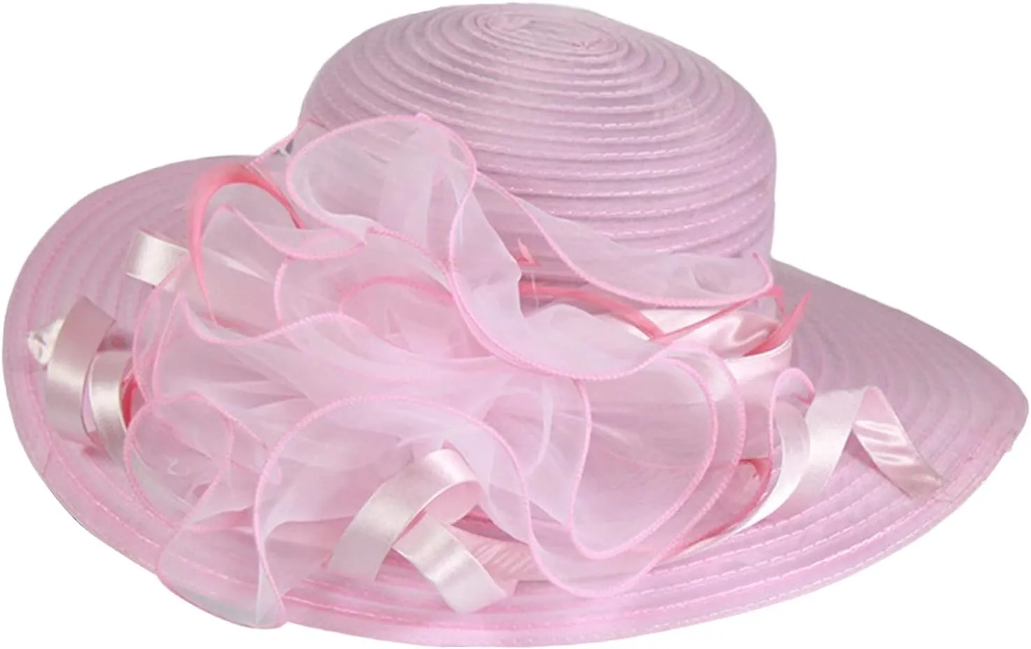 YOLAI Wide Brim Summer Hat for Women Lady Tea Party Fascinators Cap Church Wedding Cap with Flower