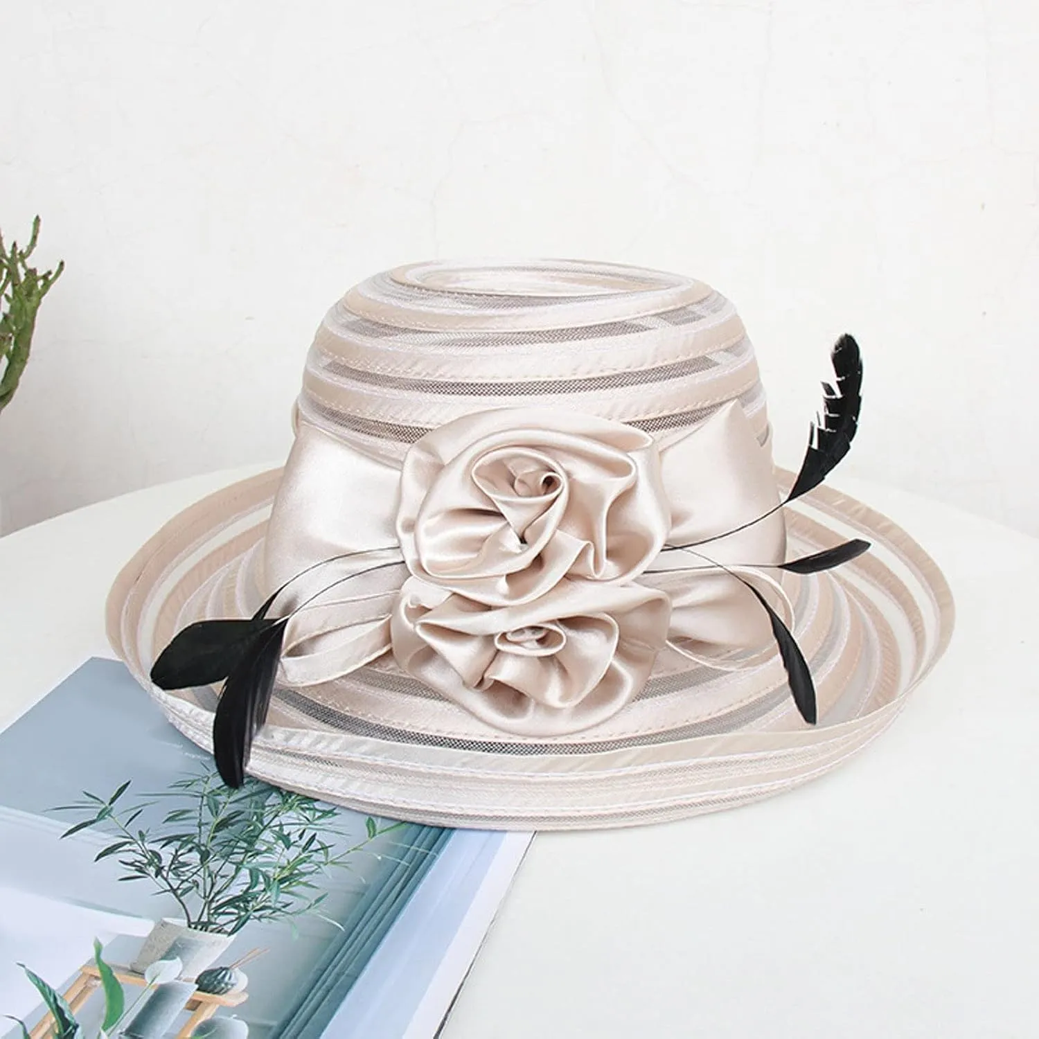 YOLAI Women 2024 Church Hats Fascinators Hat for Women Church Tea Party Headband Summer Wedding Cocktail Hat