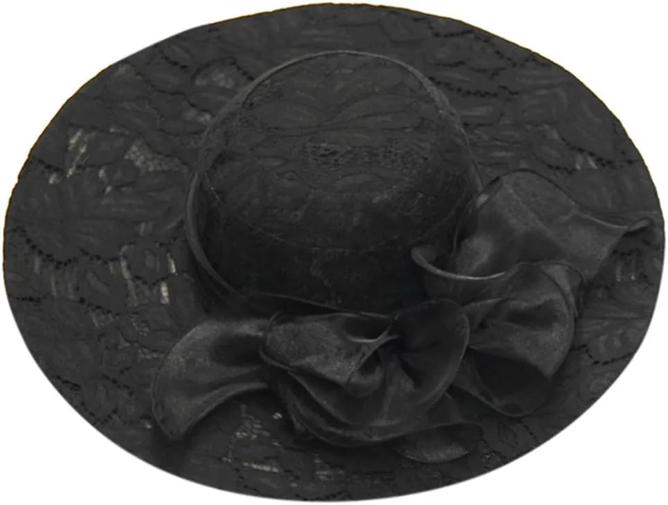 YOLAI Womens Classic Fascinator Rolled Brim Cloche Bucket Church Hat for Horse Racing Derby Event